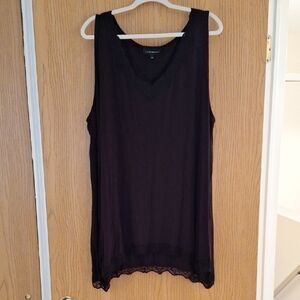Lane Bryant Black Lace Edged Tank Top